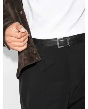 Saint Laurent モノグラムプレートバックルベルト - ブラック - サムネイル2