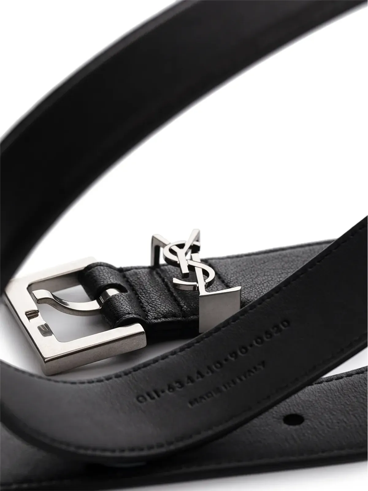 Saint Laurent モノグラムプレートバックルベルト - ブラック - 画像3