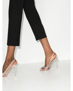 Aquazzura Temptation クリスタル装飾スリングバックサンダル 銀色 - サムネイル2