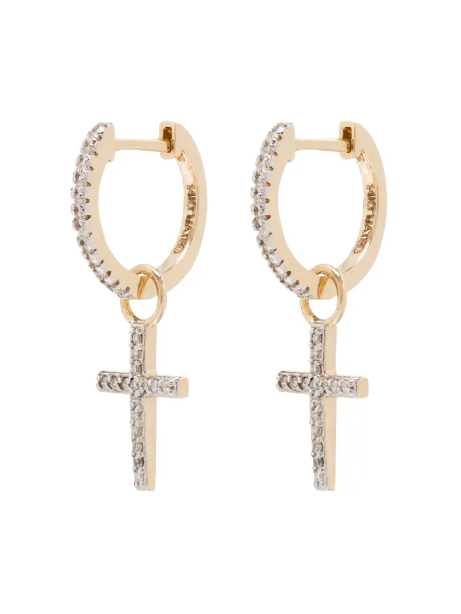 Mateo Mateo 14kt イエローゴールド クロス ハギー ピアスの商品画像