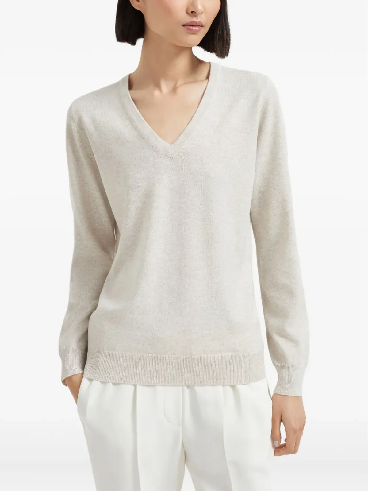 Brunello Cucinelli 長袖フィットVネックニットセーター - 画像3