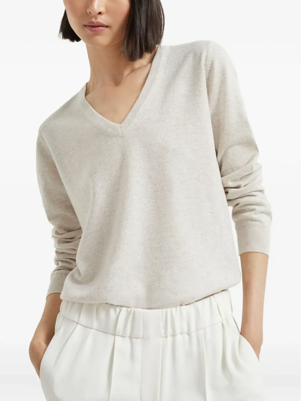 Brunello Cucinelli 長袖フィットVネックニットセーター - 画像4