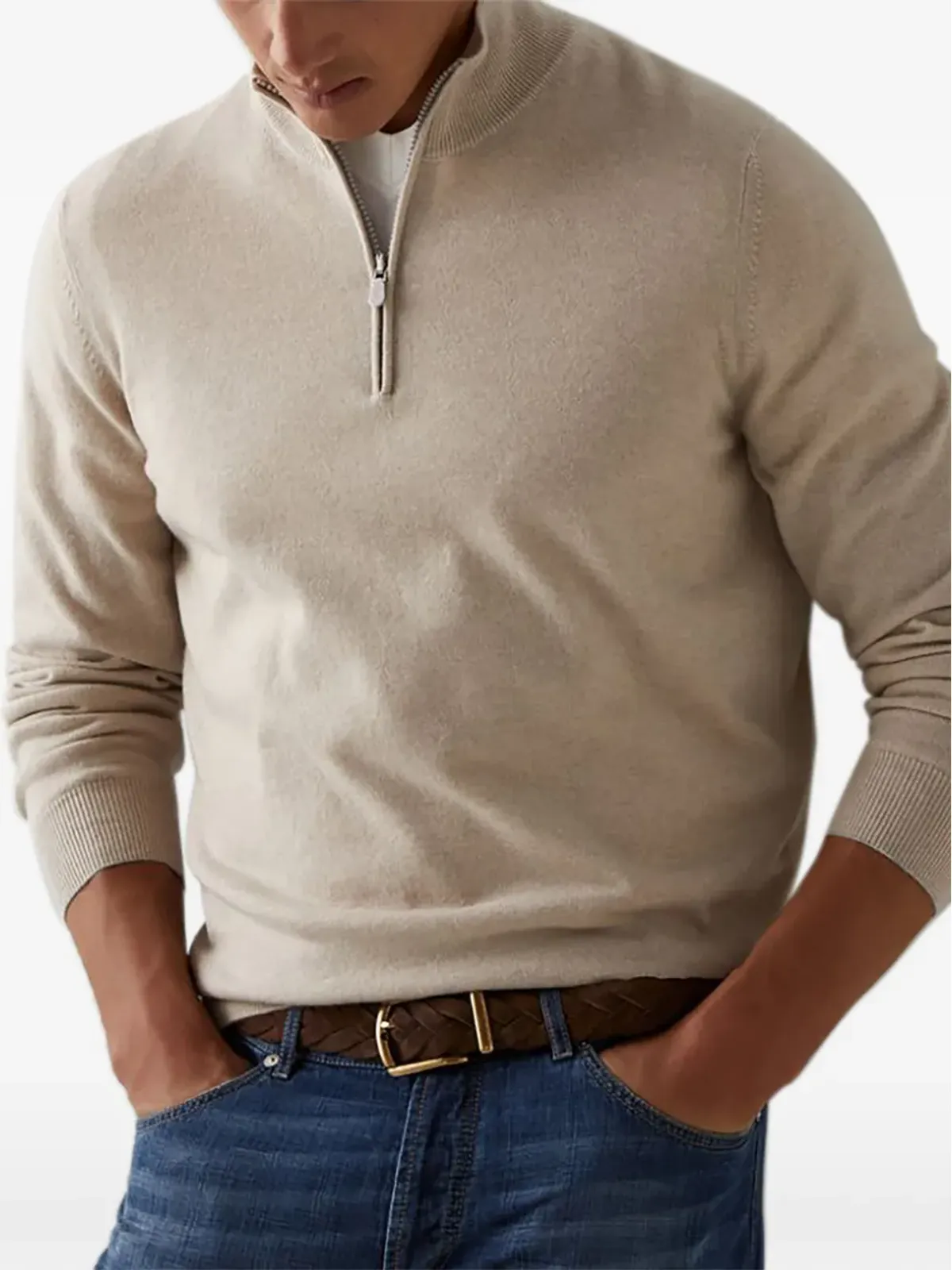 Brunello Cucinelli ショートジップ付きニットジャンパー - 画像4