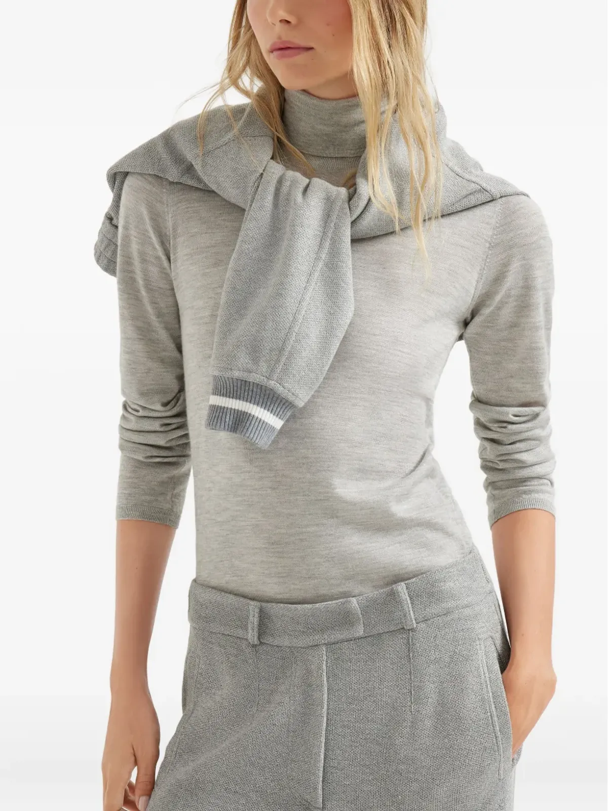 Brunello Cucinelli ロールネック細編みニットセーター - グレー - 画像5