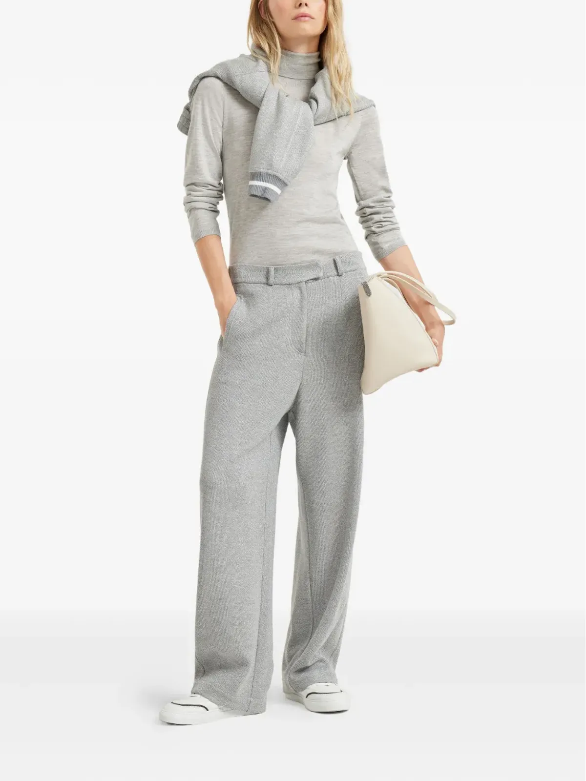 Brunello Cucinelli ロールネック細編みニットセーター - グレー - 画像2