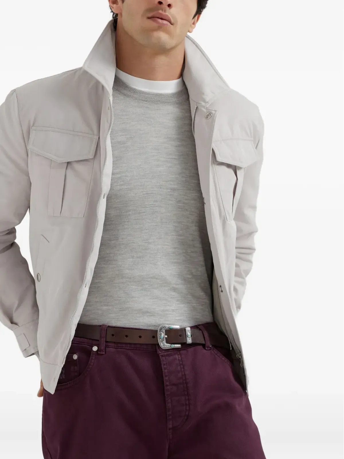 Brunello Cucinelli リブトリム付きリラックスフィット ジャンパー - 画像4