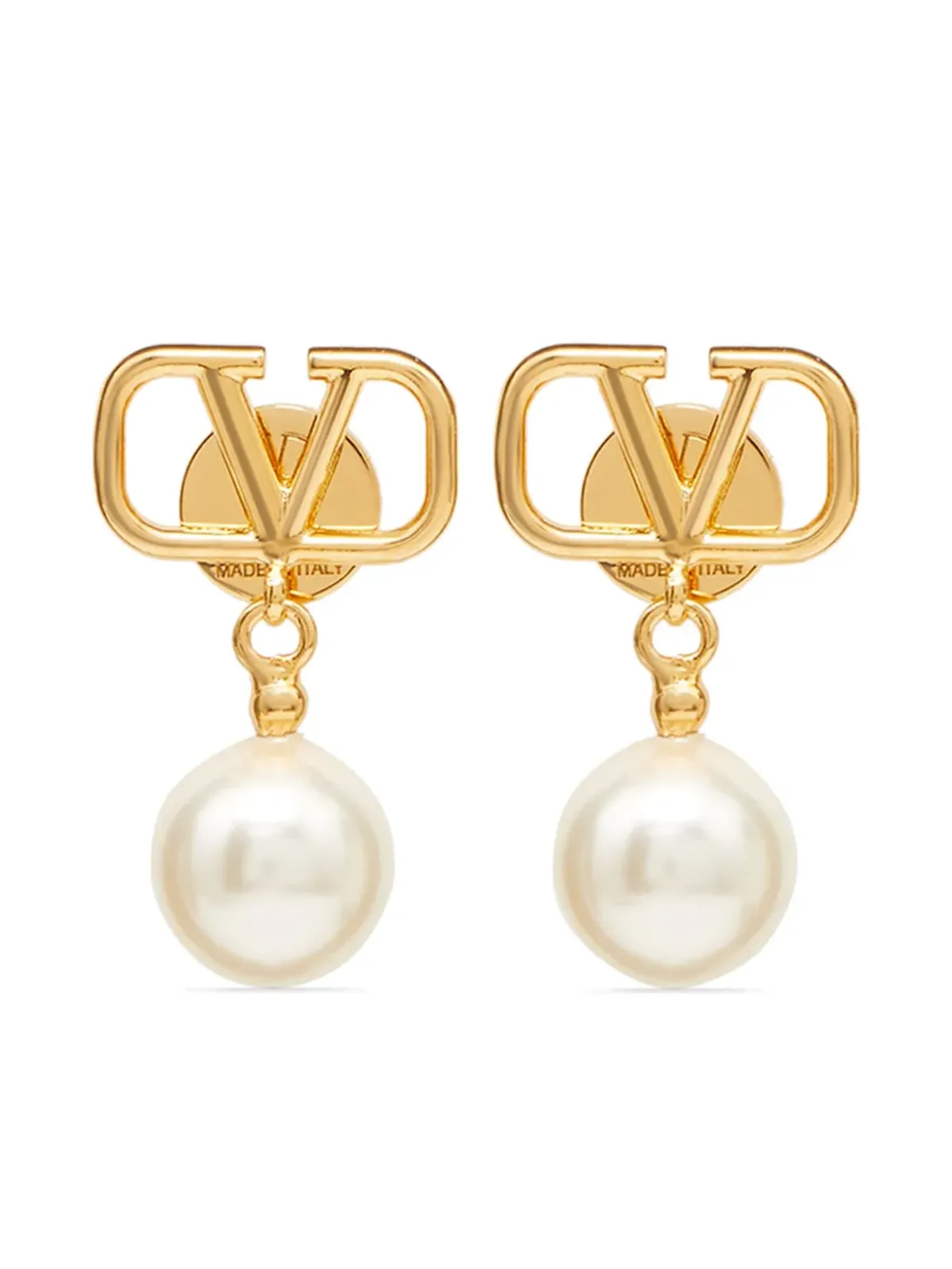 Valentino Garavani VLogo Signature パールドロップピアス - ゴールド - 画像1