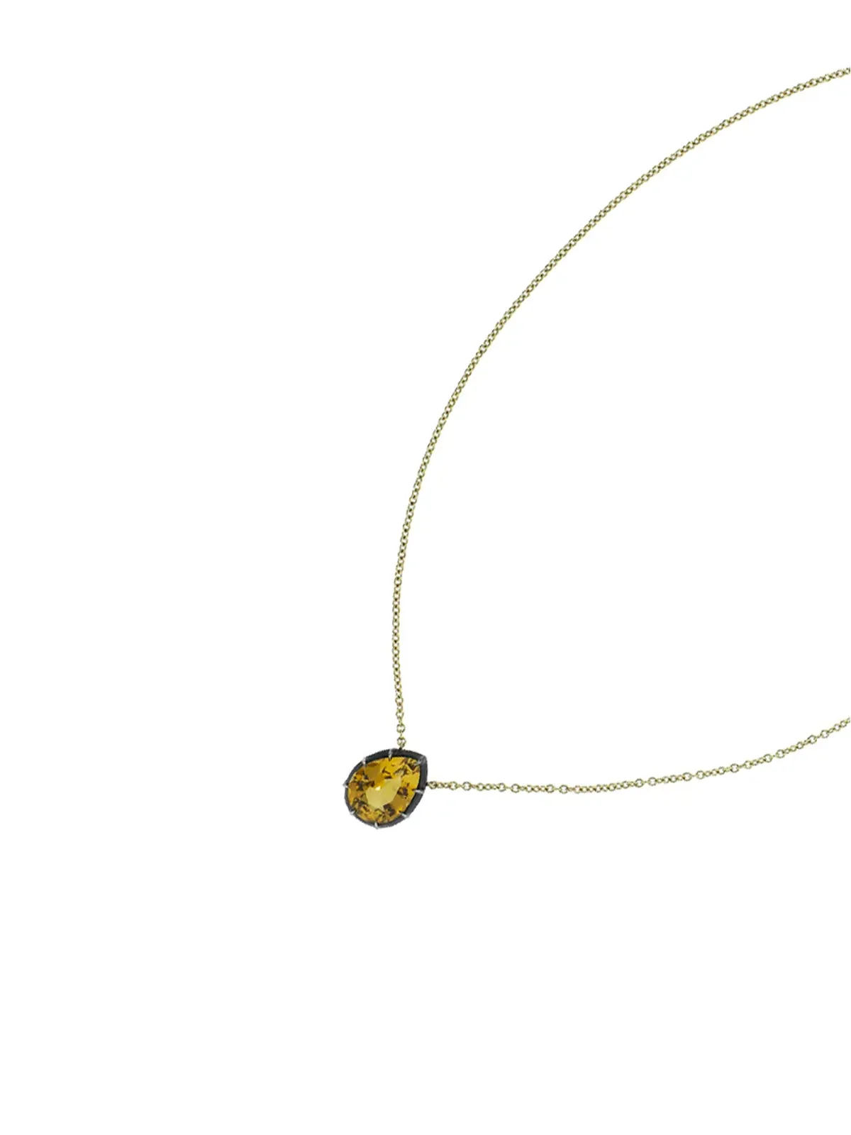 FRED LEIGHTON 18K イエローゴールド 梨形シトリン ソリテア ペンダントネックレス - 画像3