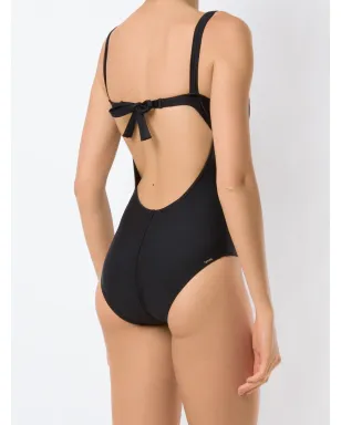 Amir Slama スクエアネック レース留め付き ワンピース水着 - Black - サムネイル4