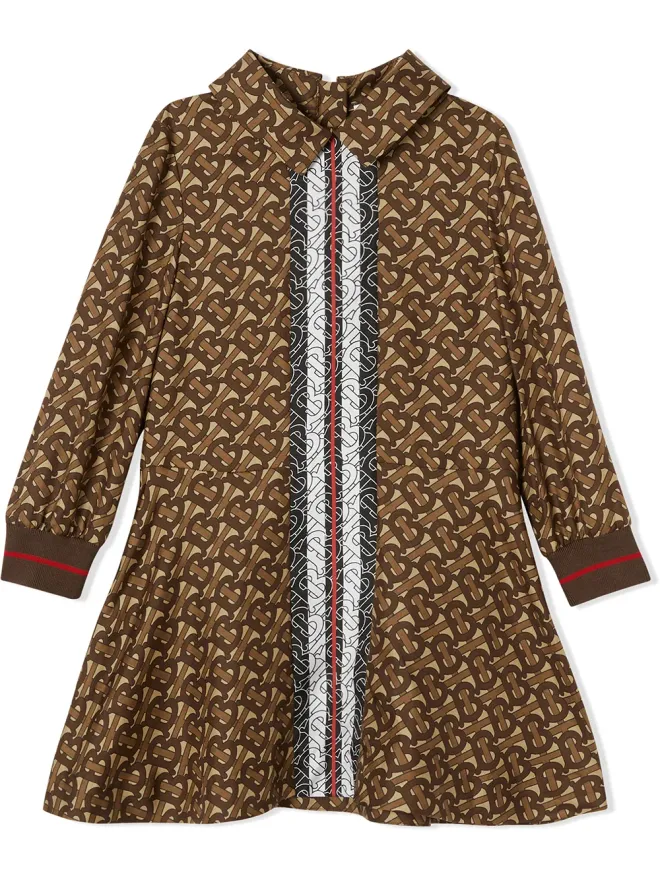 Burberry Kids Burberry Kids モノグラムロゴプリント絹のドレスの商品画像