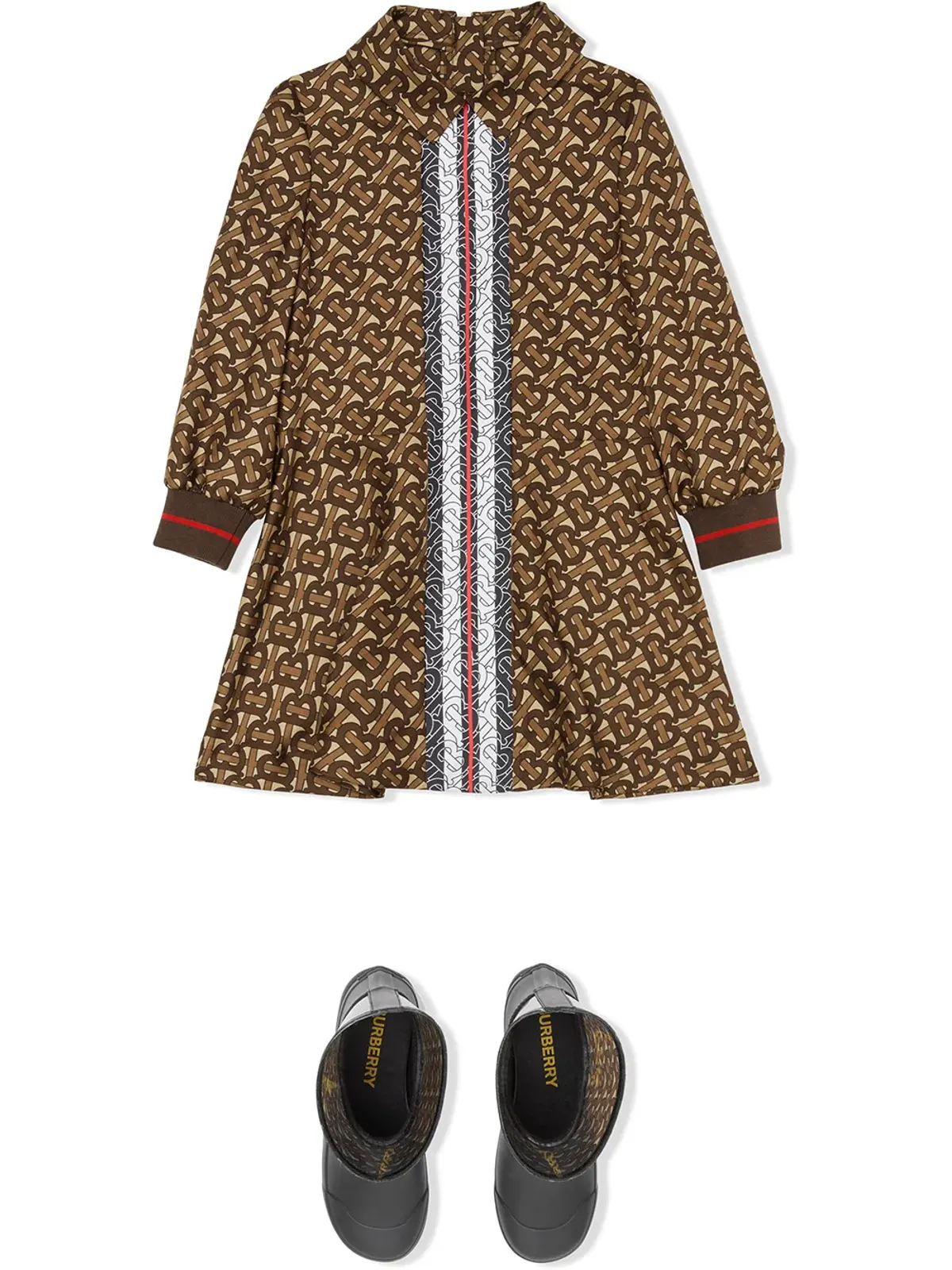 Burberry Kids モノグラムロゴプリント絹のドレス - 画像2