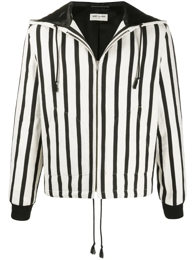 Saint Laurent Saint Laurent 縦ストライプジップジャケット - Whiteの商品画像