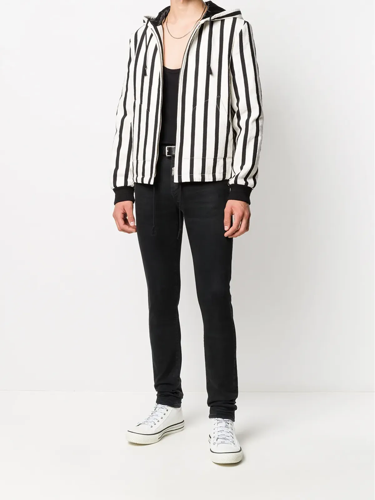 Saint Laurent 縦ストライプジップジャケット - White - 画像2
