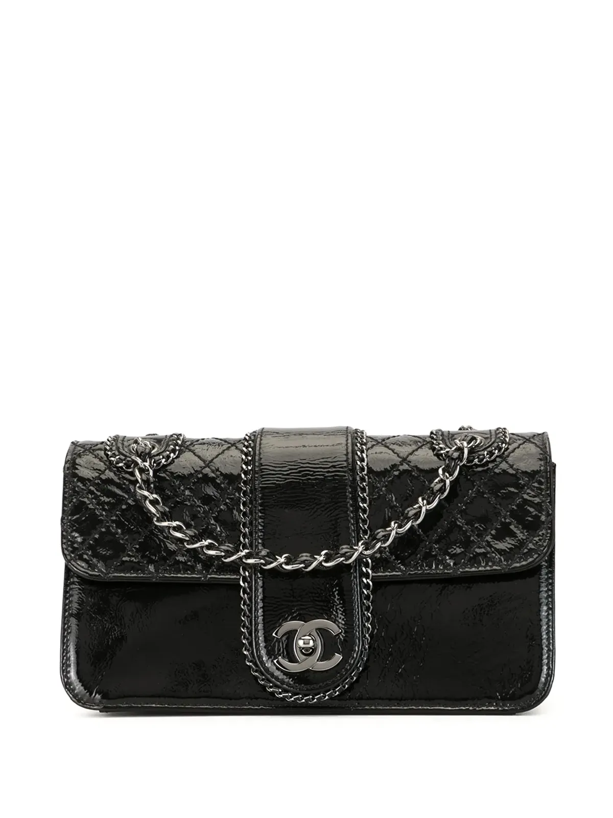 CHANEL ビンテージ 2006年 キルティング ダブルチェーン ショルダーバッグ ブラック - 画像1