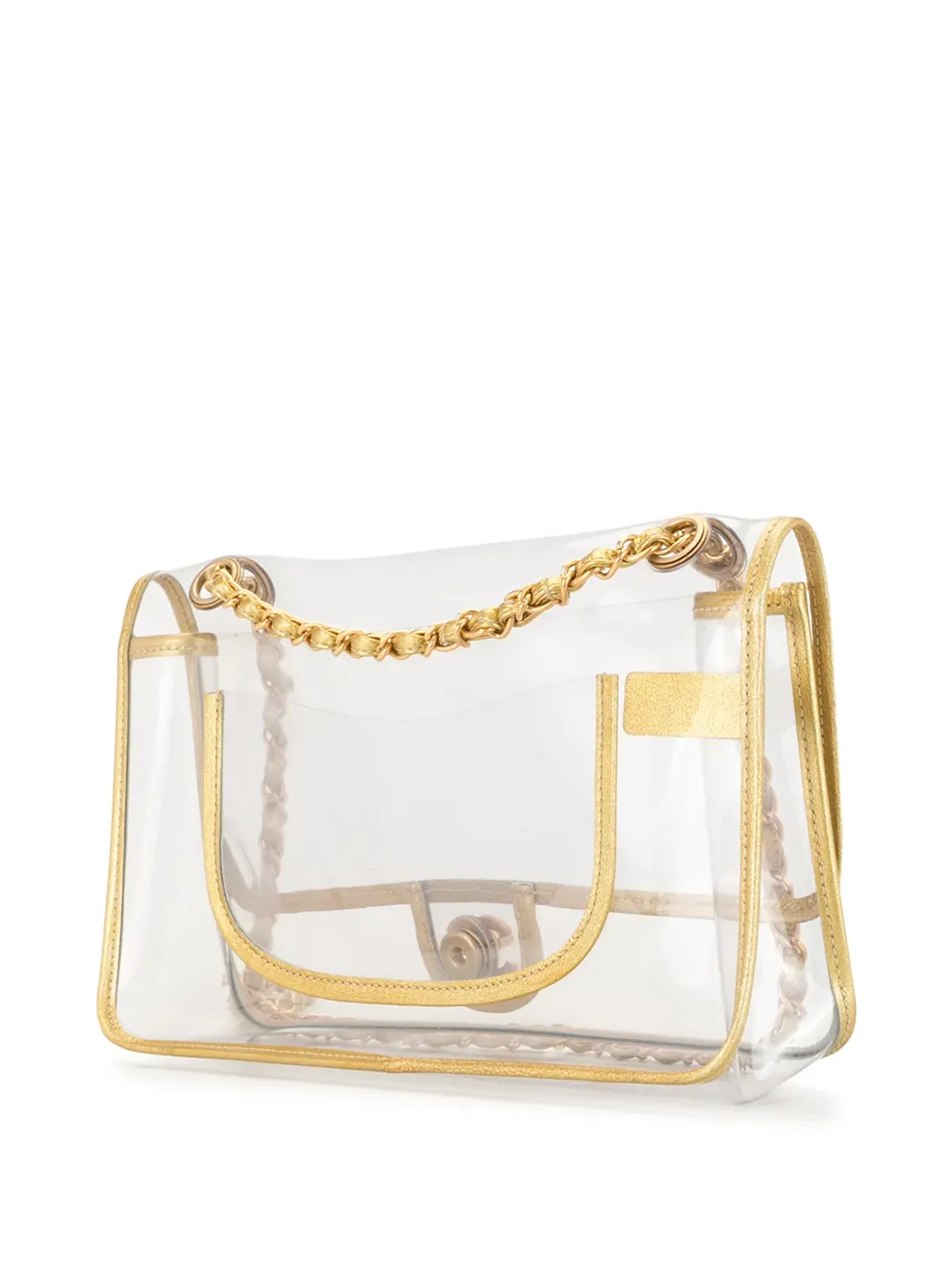 CHANEL Pre-Owned 2007 クリアダブルチェーンショルダーバッグ - Neutrals - 画像3