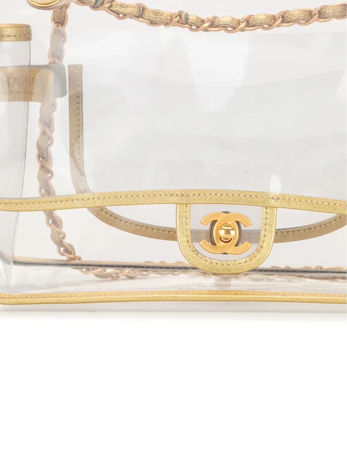 CHANEL Pre-Owned 2007 クリアダブルチェーンショルダーバッグ - Neutrals - 画像4