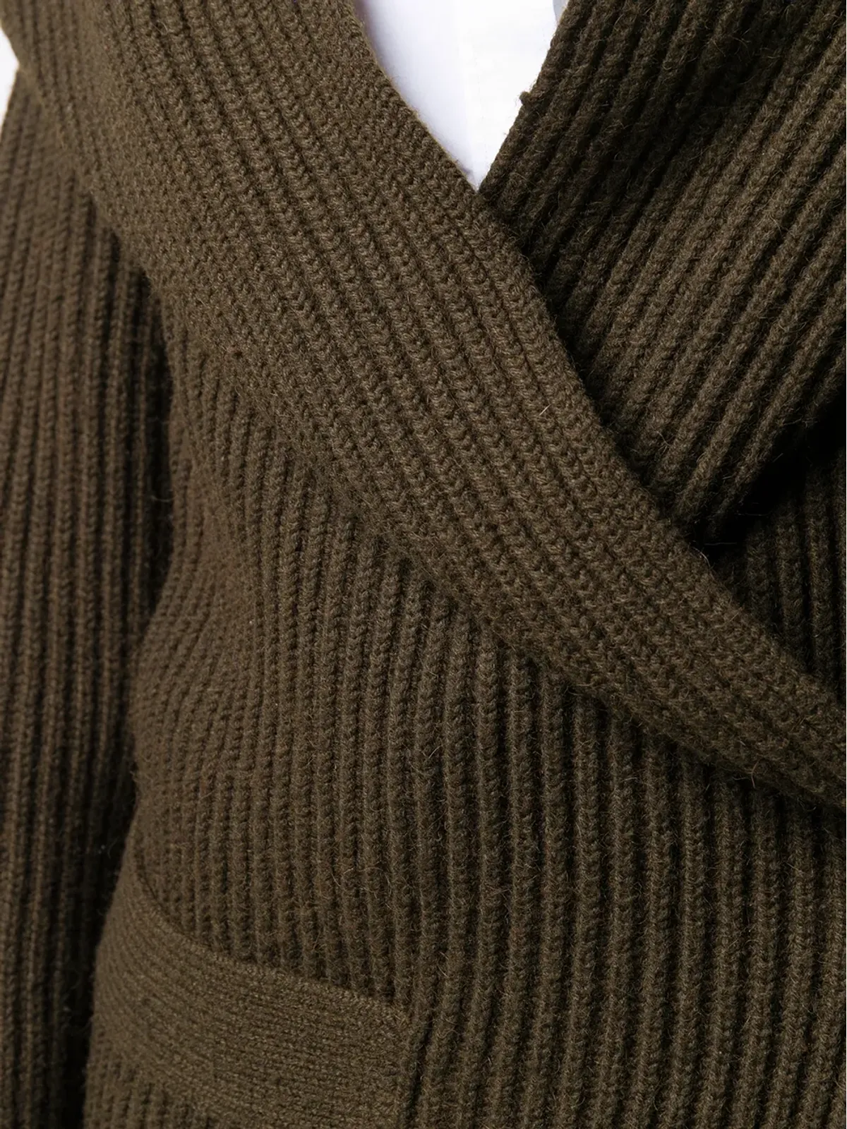 Issey Miyake Pre-Owned 1980年代 ショールカラーリブ編みカーディガン グリーン - 画像5