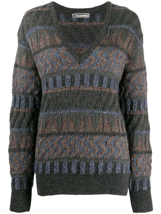 Issey Miyake Pre-Owned Issey Miyake Pre-Owned 1980年代 ジャカード Vネック ジャンパーの商品画像