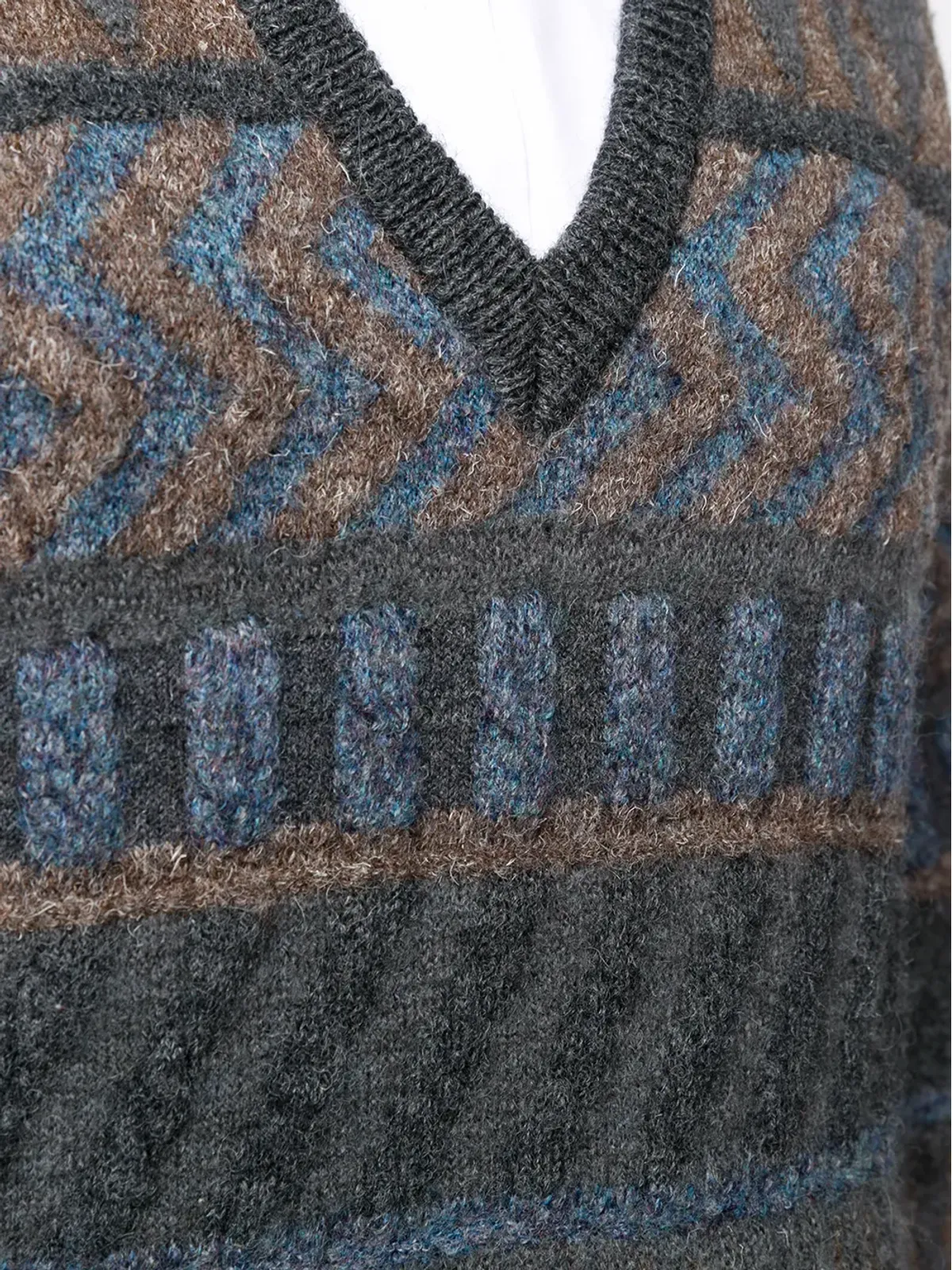 Issey Miyake Pre-Owned 1980年代 ジャカード Vネック ジャンパー - 画像5