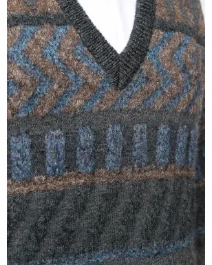 Issey Miyake Pre-Owned 1980年代 ジャカード Vネック ジャンパー - サムネイル5