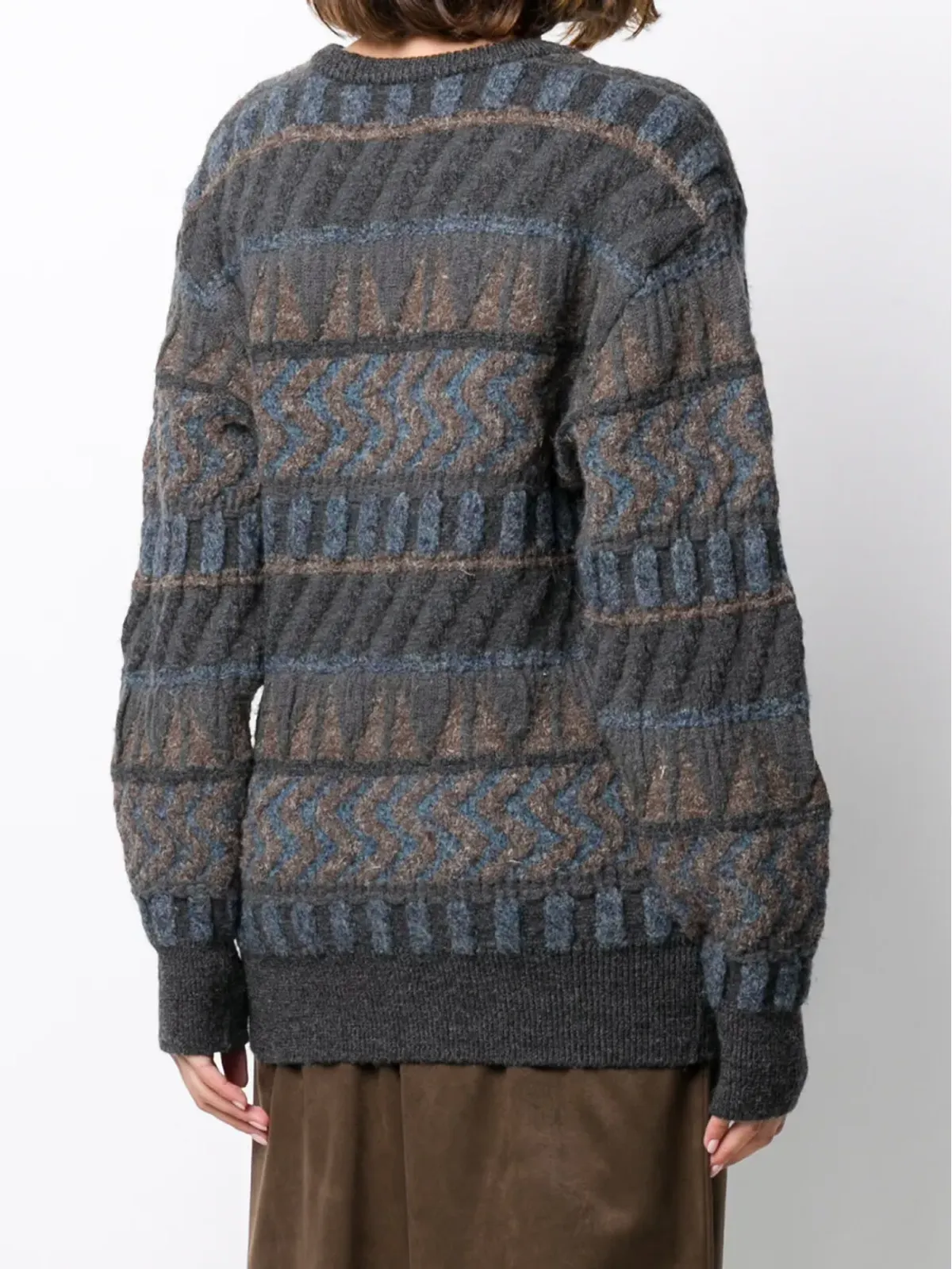 Issey Miyake Pre-Owned 1980年代 ジャカード Vネック ジャンパー - 画像4