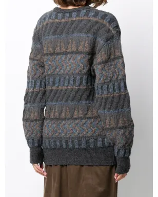 Issey Miyake Pre-Owned 1980年代 ジャカード Vネック ジャンパー - サムネイル4