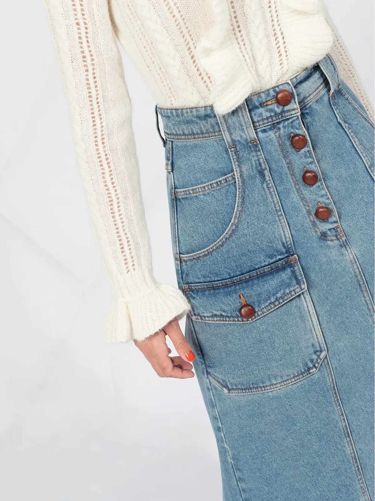 Philosophy Di Lorenzo Serafini Aラインデニムスカート ブルー - 画像5