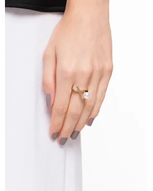 TASAKI 18ktイエローゴールド コレクションライン Balance クロス アコヤ真珠とダイヤモンド リング - サムネイル2