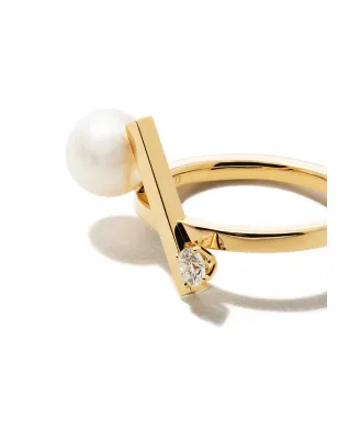TASAKI 18ktイエローゴールド コレクションライン Balance クロス アコヤ真珠とダイヤモンド リング - サムネイル3