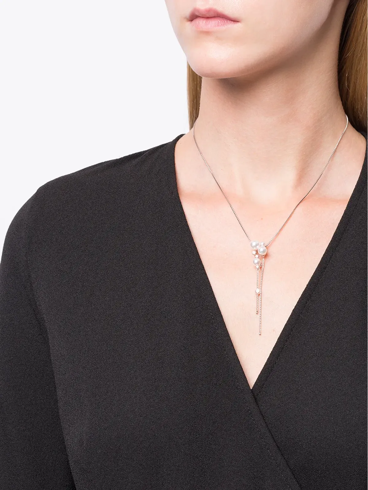 TASAKI 18金ホワイトゴールド アコヤ真珠とダイヤモンドのネックレス - シルバー - 画像2