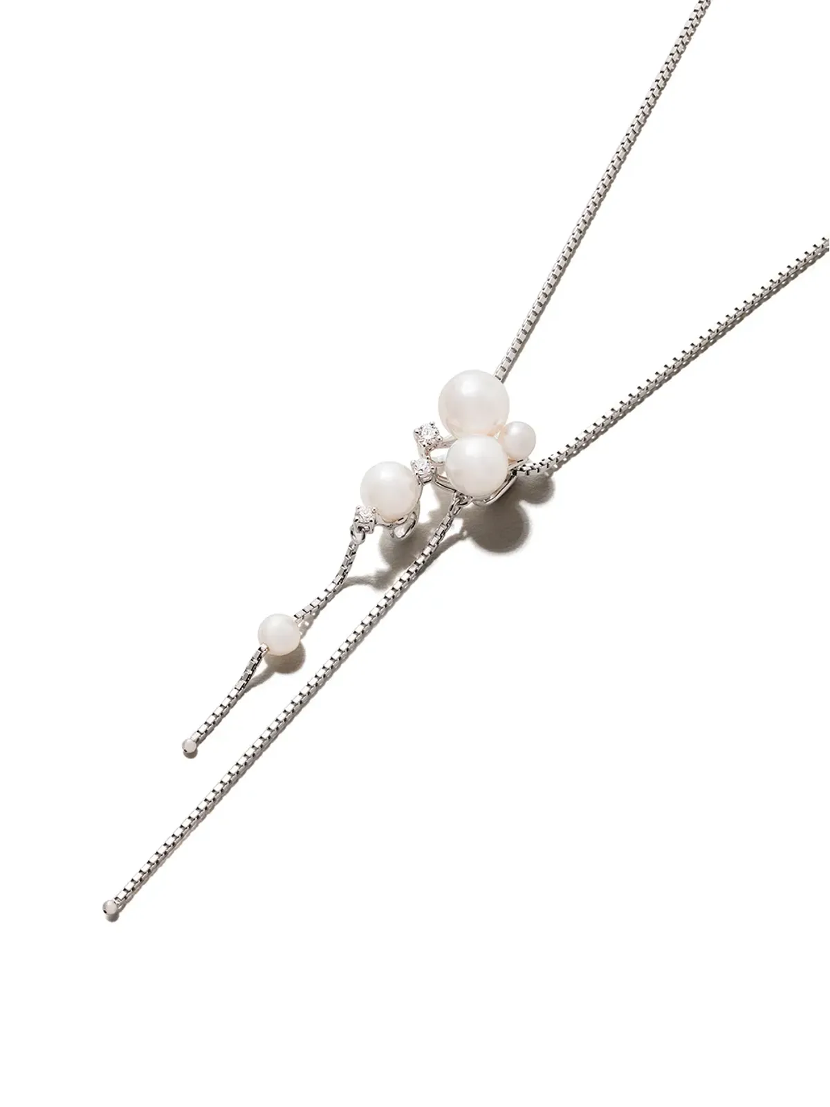 TASAKI 18金ホワイトゴールド アコヤ真珠とダイヤモンドのネックレス - シルバー - 画像3