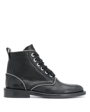 Zadig&Voltaire スタッズ付きレースアップレザーブーツ ブラック - サムネイル1