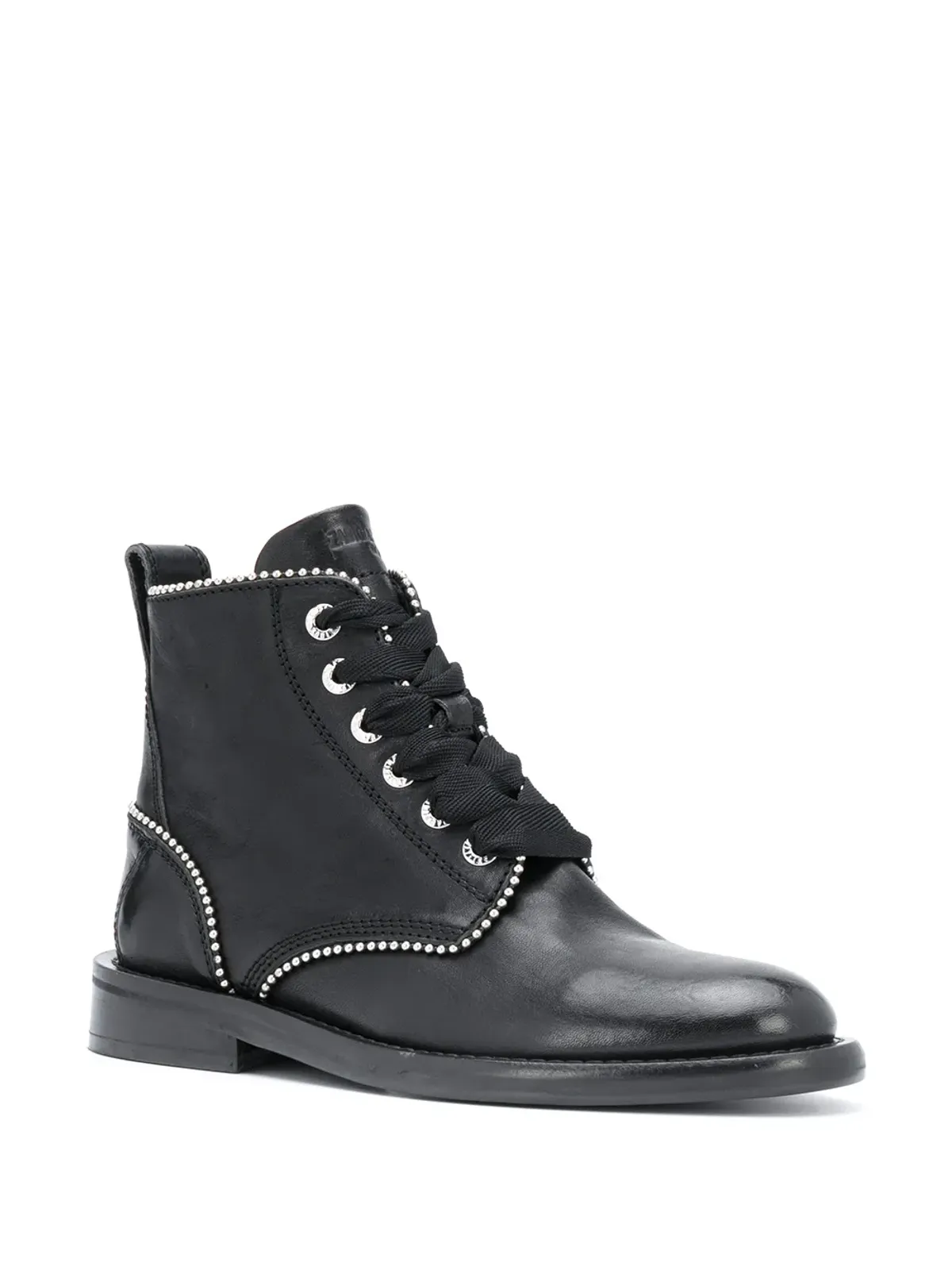 Zadig&Voltaire スタッズ付きレースアップレザーブーツ ブラック - 画像2