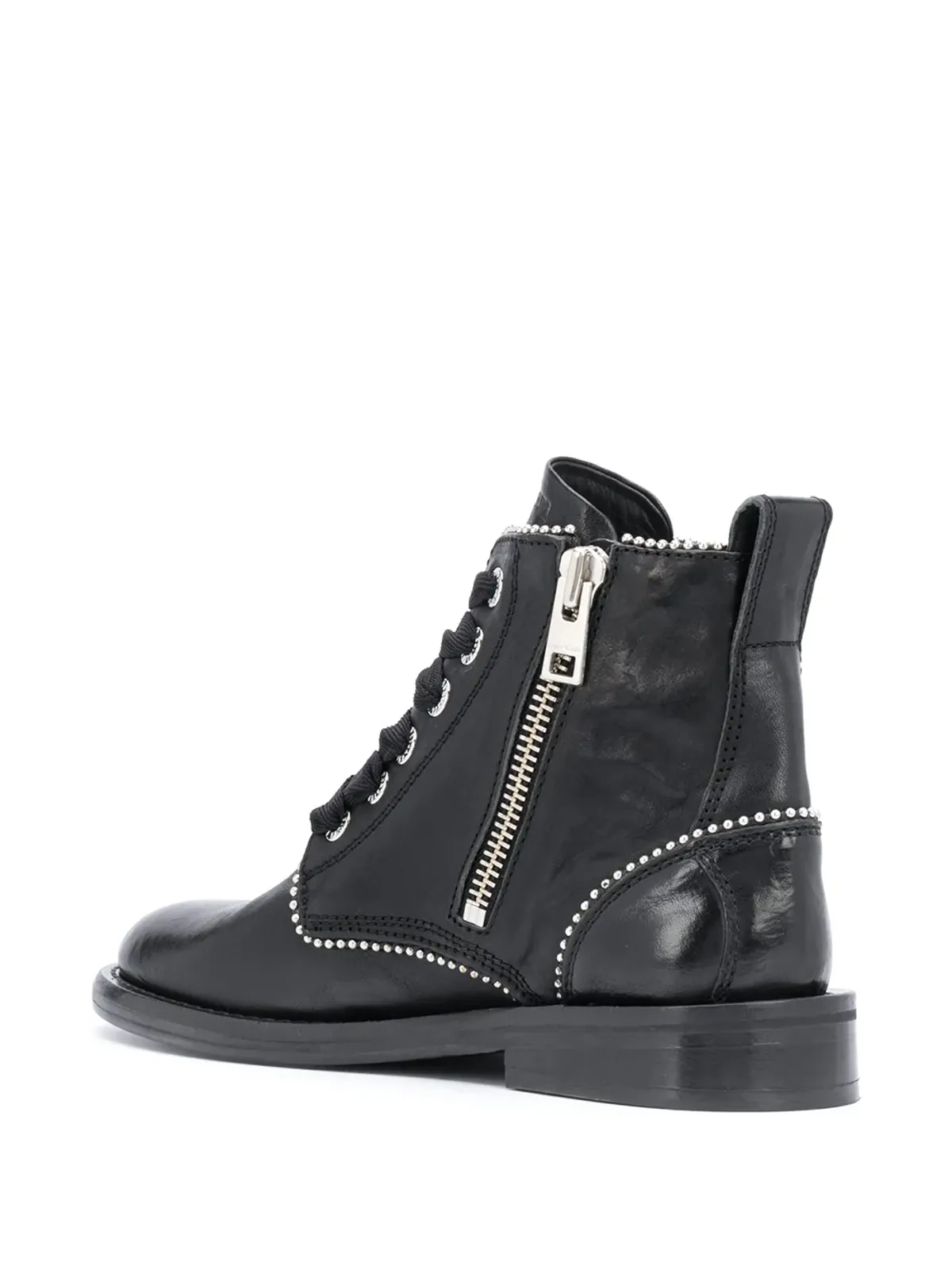 Zadig&Voltaire スタッズ付きレースアップレザーブーツ ブラック - 画像3