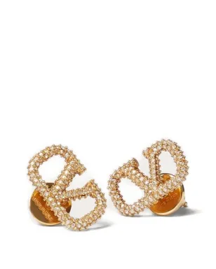 Valentino Garavani Vlogo Signature イヤリング（メタルとSwarovskiクリスタル） - ゴールド - サムネイル1
