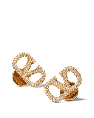 Valentino Garavani Vlogo Signature イヤリング（メタルとSwarovskiクリスタル） - ゴールド - サムネイル2
