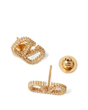 Valentino Garavani Vlogo Signature イヤリング（メタルとSwarovskiクリスタル） - ゴールド - サムネイル3