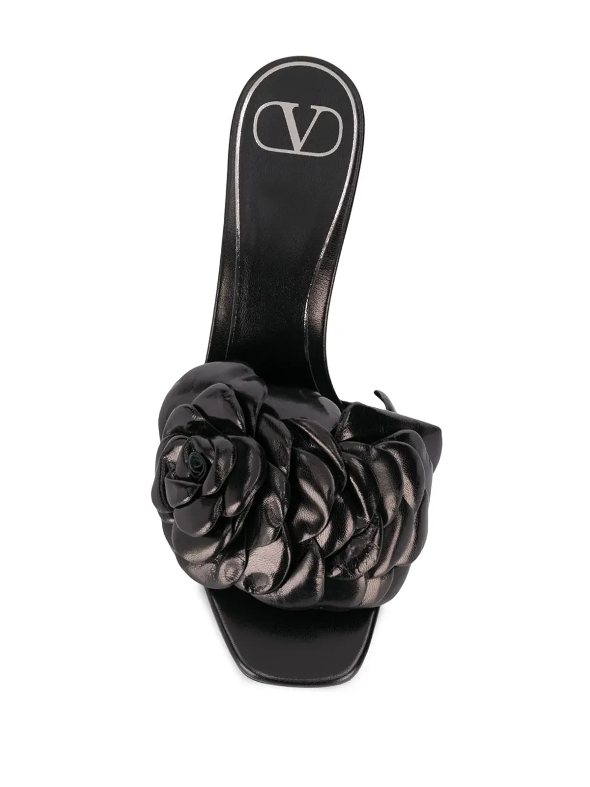 Valentino Garavani 花柄アップリケ レザーサンダル - 画像4