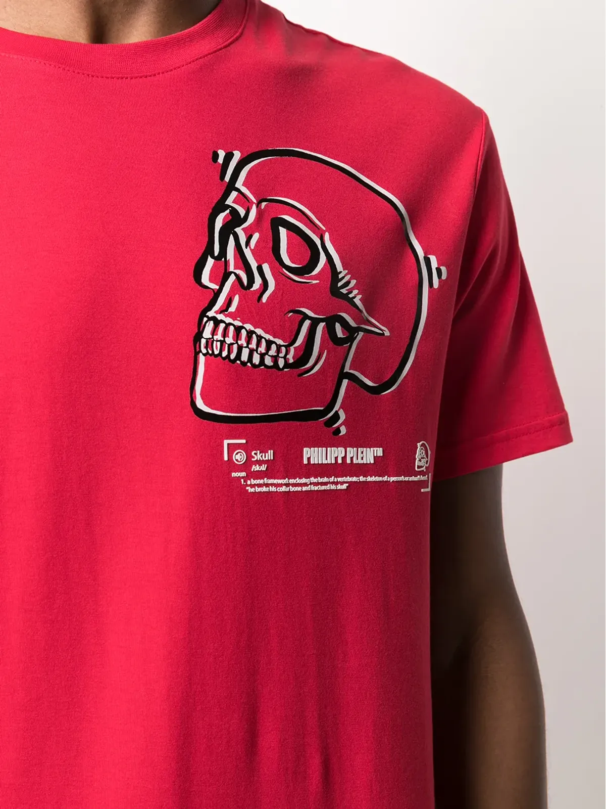 Philipp Plein Outline Skull クルーネック Tシャツ - Red - 画像5