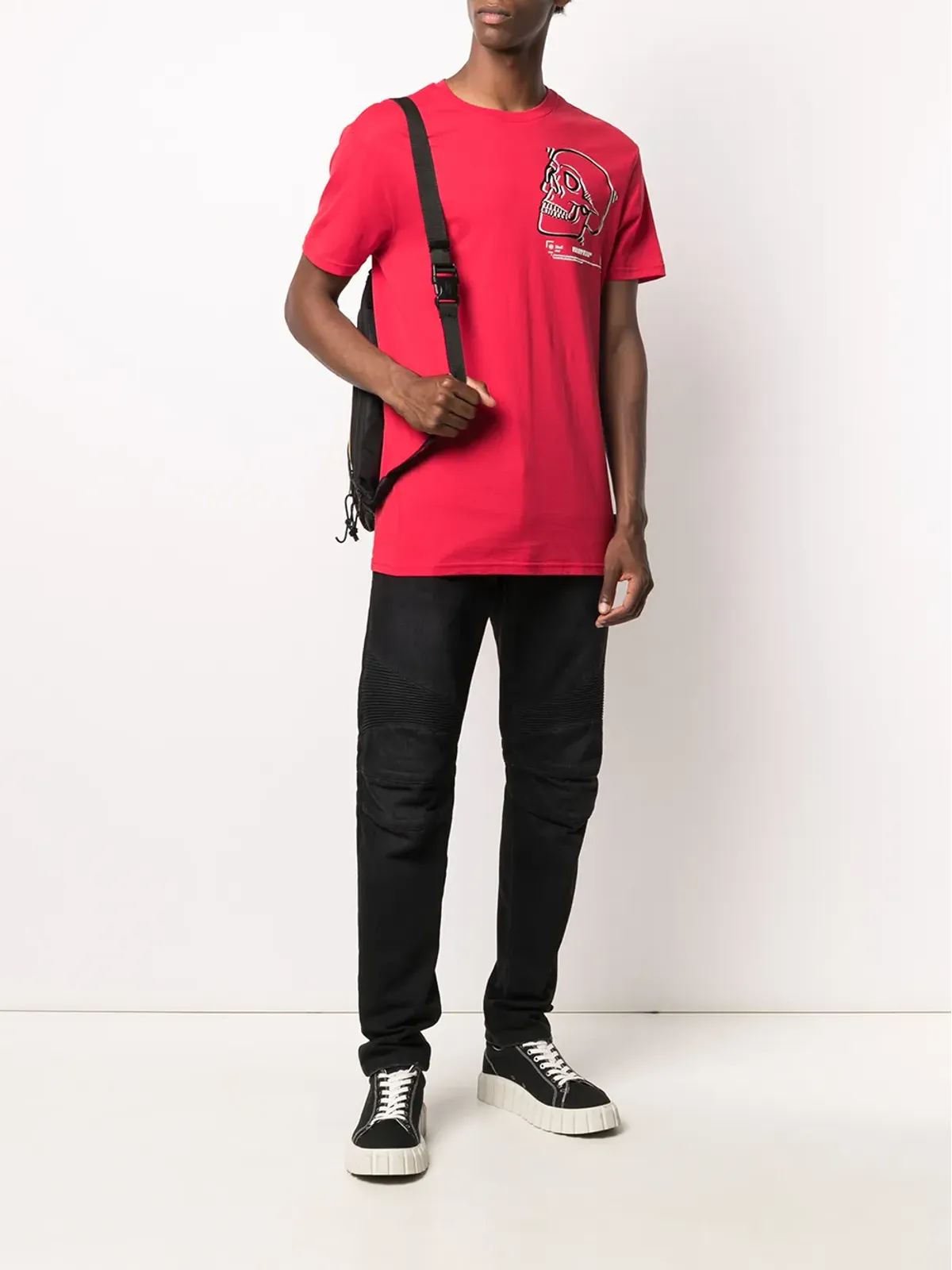 Philipp Plein Outline Skull クルーネック Tシャツ - Red - 画像2
