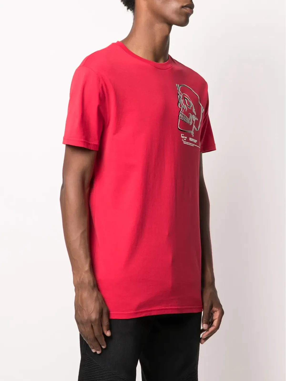 Philipp Plein Outline Skull クルーネック Tシャツ - Red - 画像3