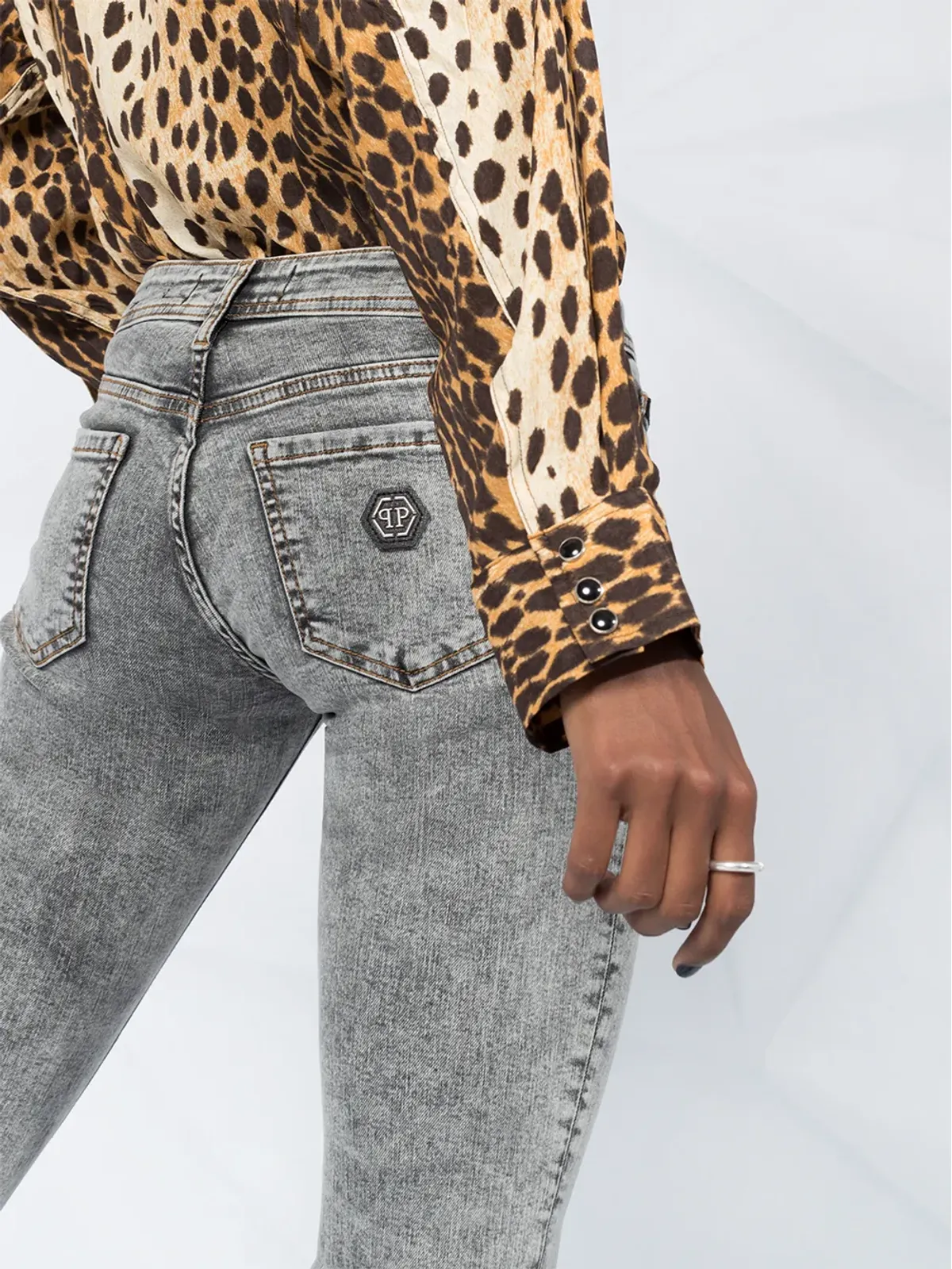 Philipp Plein ハイライズスリムフィットジーンズ - グレー - 画像3
