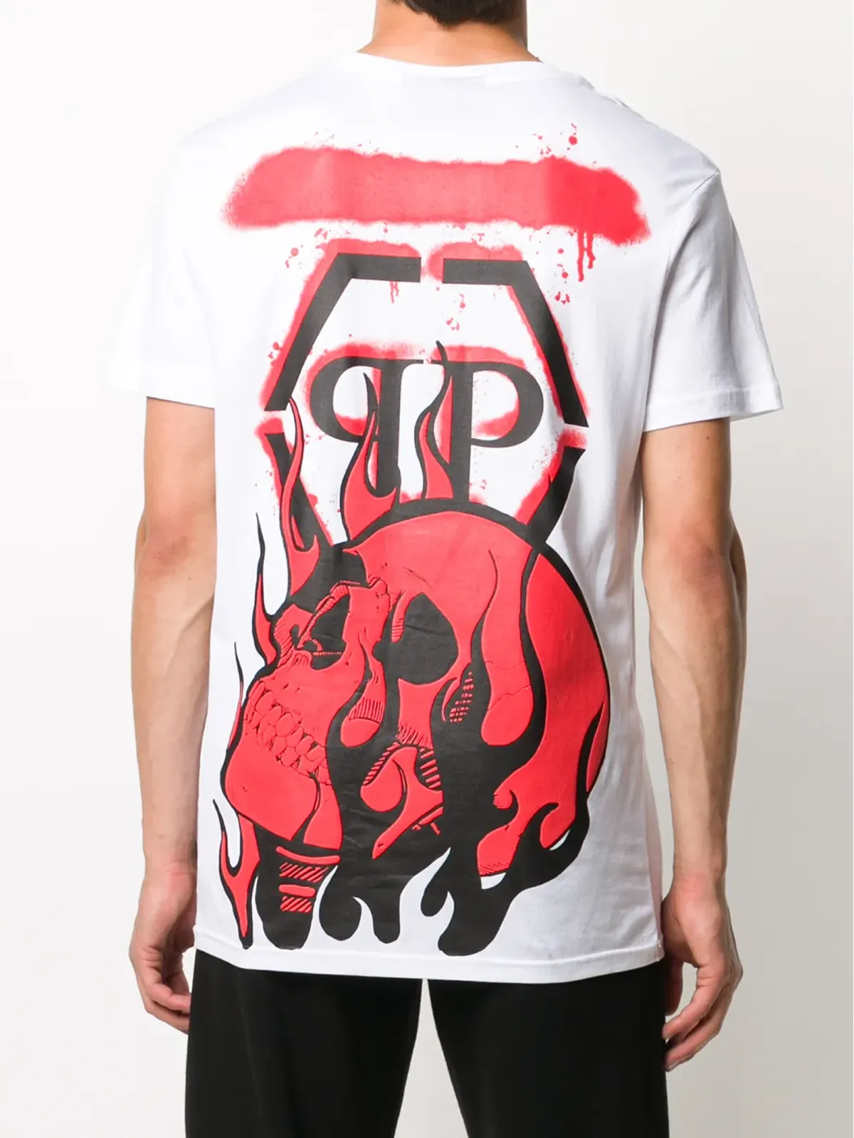 Philipp Plein スカルプリント ロゴパッチ Tシャツ - ホワイト - 画像4