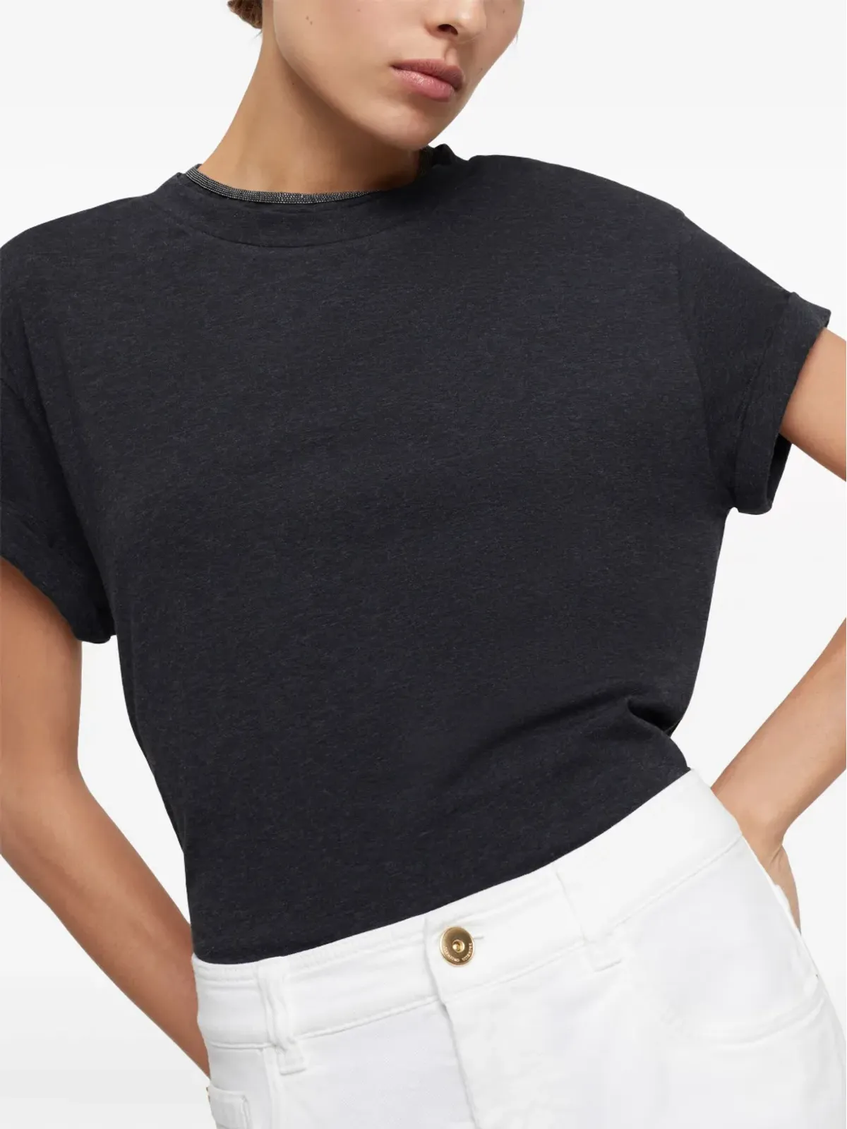 Brunello Cucinelli キーホールディテール Tシャツ - グレー - 画像5