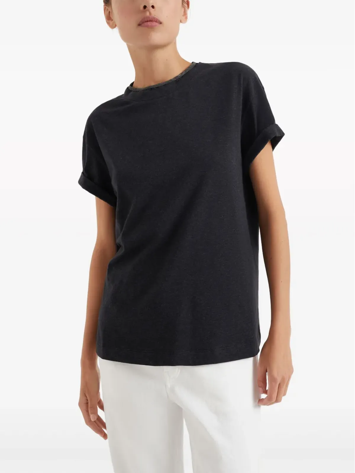 Brunello Cucinelli キーホールディテール Tシャツ - グレー - 画像2