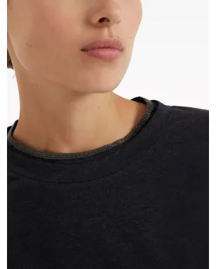 Brunello Cucinelli キーホールディテール Tシャツ - グレー - サムネイル4