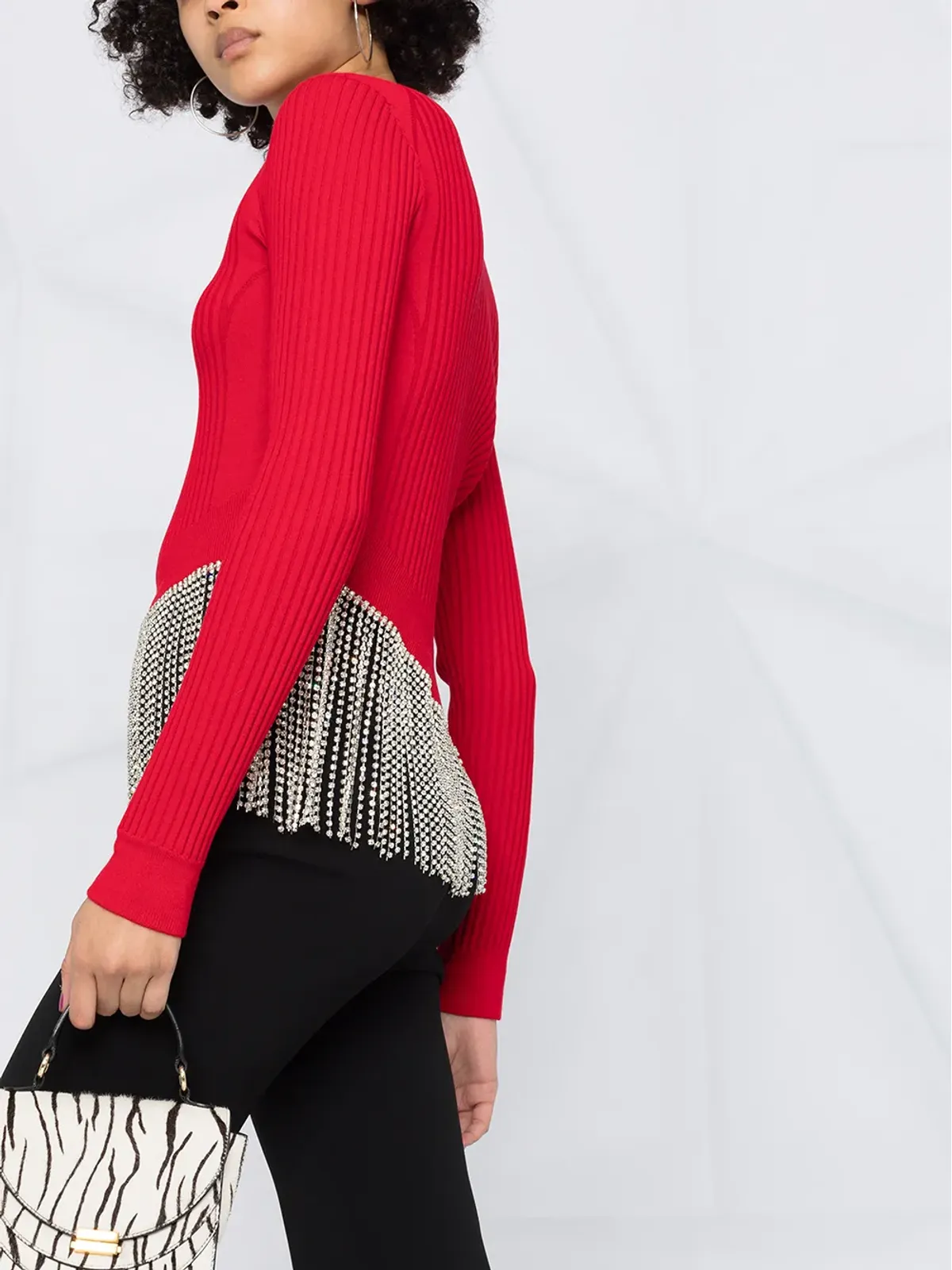 Philipp Plein クリスタルヘムリブトップ - レッド - 画像5