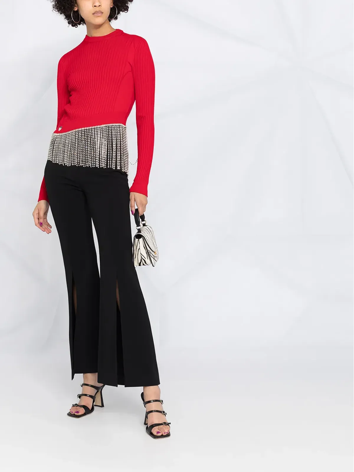 Philipp Plein クリスタルヘムリブトップ - レッド - 画像2