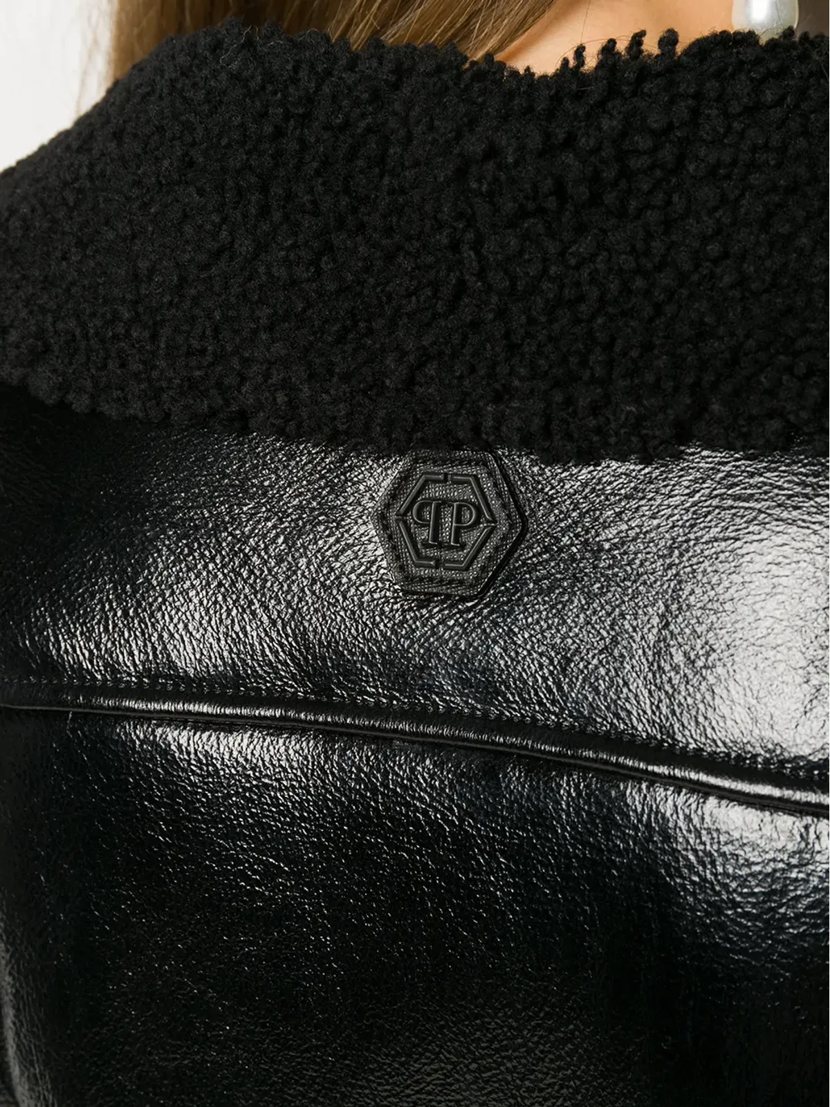 Philipp Plein シアリングトリム付きモトジャケット - 画像5