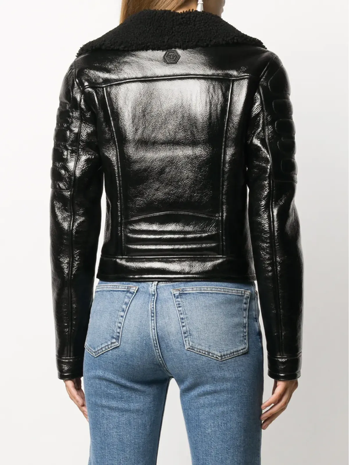 Philipp Plein シアリングトリム付きモトジャケット - 画像4